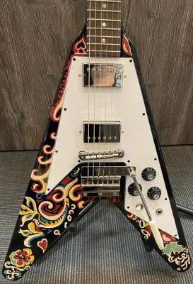 Epiphone - Limited Edition Jimi Hendrix ''Love Drops'' Flying V Electric Guitar with Hardshell Case - Ebony 2